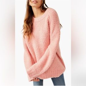 NWT Free People Teddy Sweater Tunic Size Medium Color Pale Rosette Pink